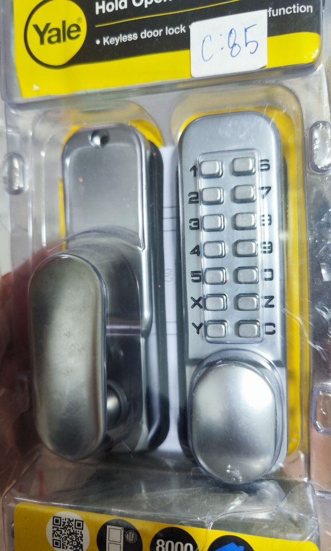 Yale Hold Open Push Button Lock Keyless Door Lock security, Furniture