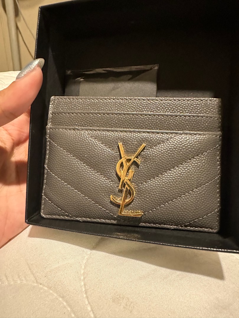 Ysl grey card holder new arrivals