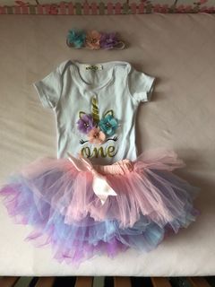 1st First Birthday Dress Girl Tutu Unicorn Baby