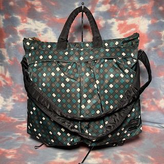 90% new Porter x Marni 2way helmet bag 藍綠黑色拼色尼龍兩用頭盔袋