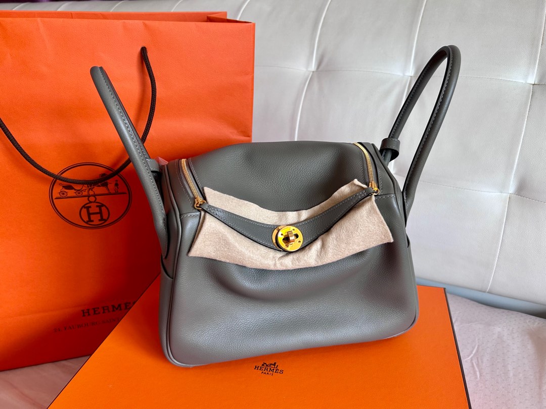 Hermes Lindy 26 Evercolor 8F Gris Etain GHW Stamp Z