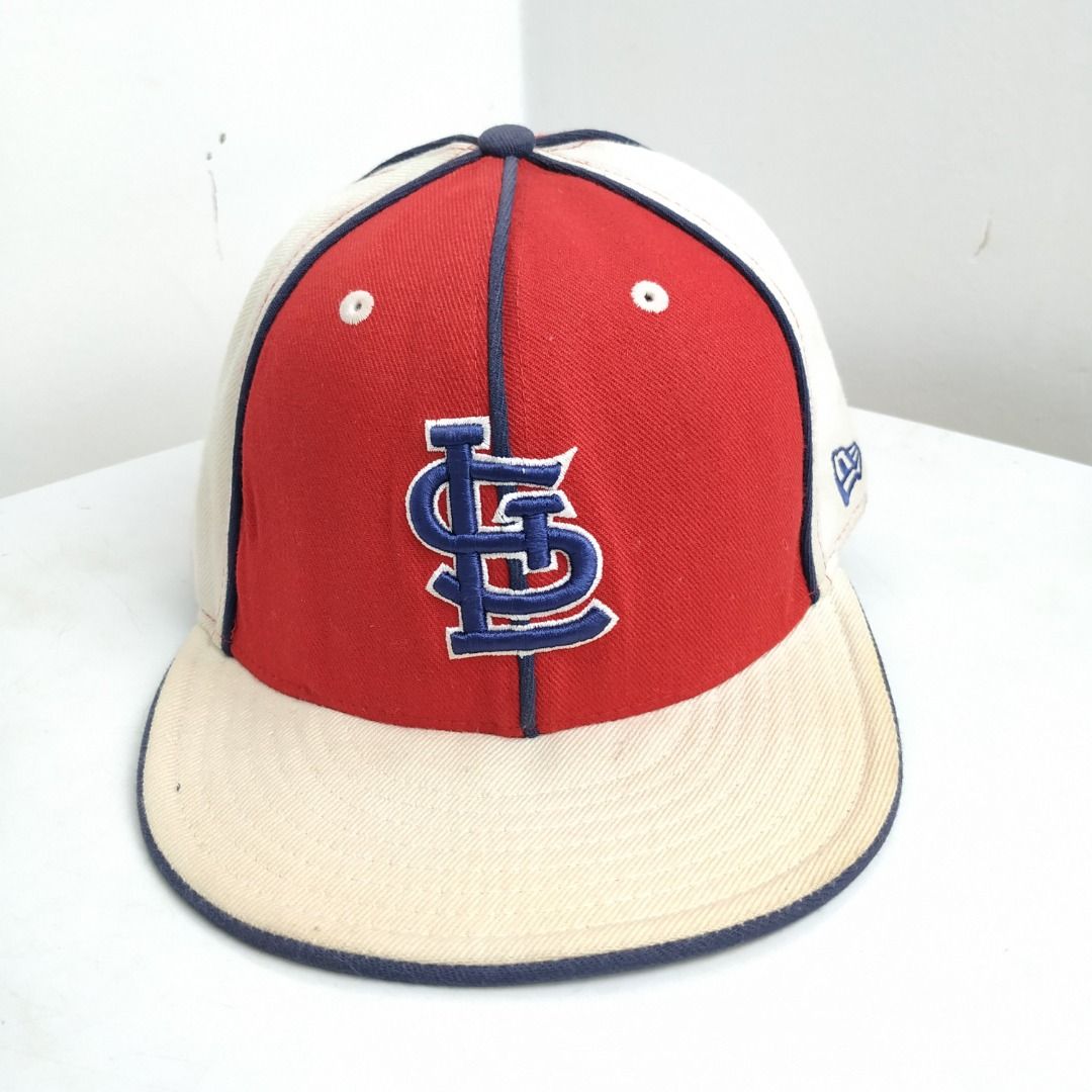 RAYA SALE NEW ERA ST LOUIS FULLCAP CAP TOPI HAT SIZE 7 5 8 60CM RED BLUE WHITE VINTAGE VTG MADE USA US AMERICAN SPORT BASEBALL MLB NEW ERA