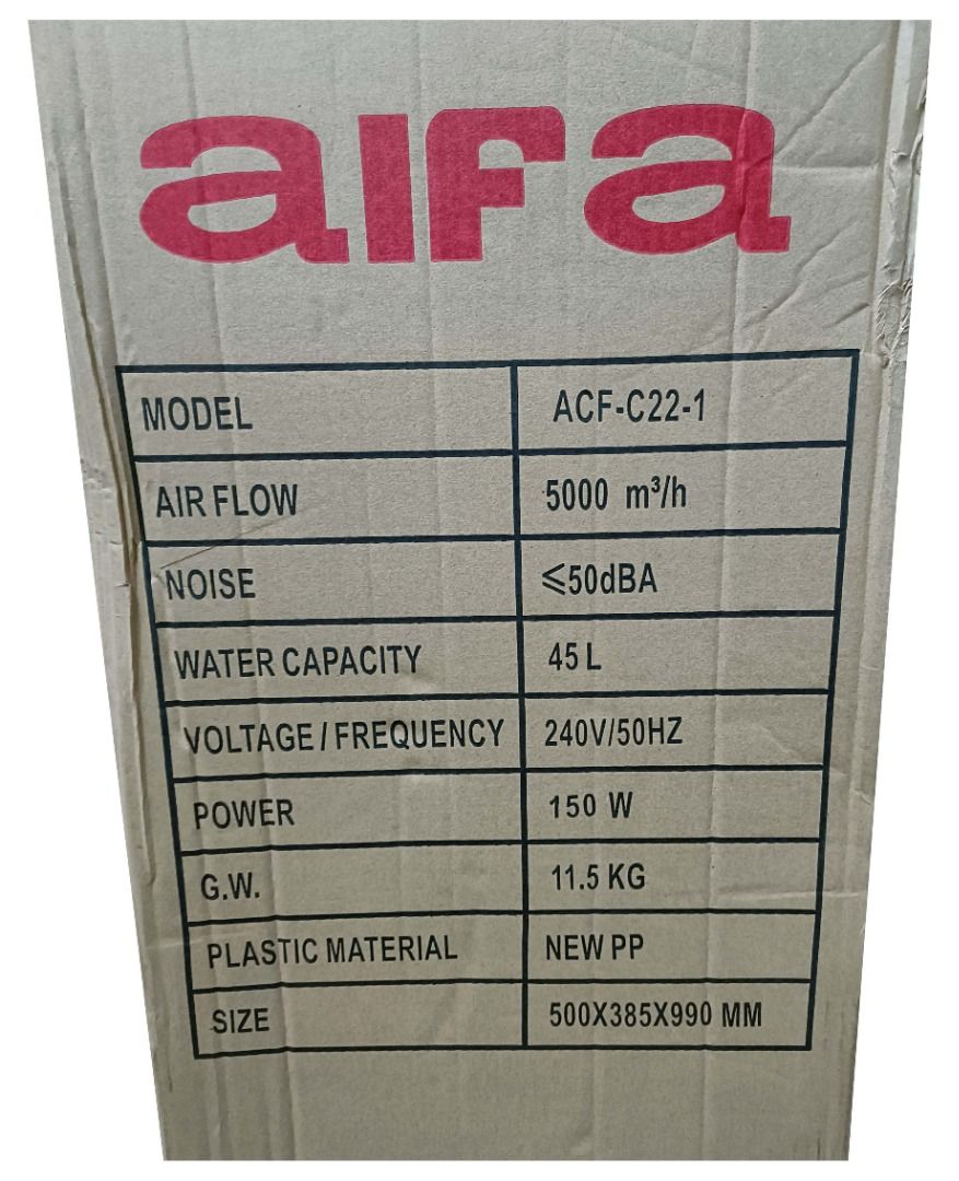Aifa ACFC221 Evaporative Air Cooler Portable Cooling Mist Fan