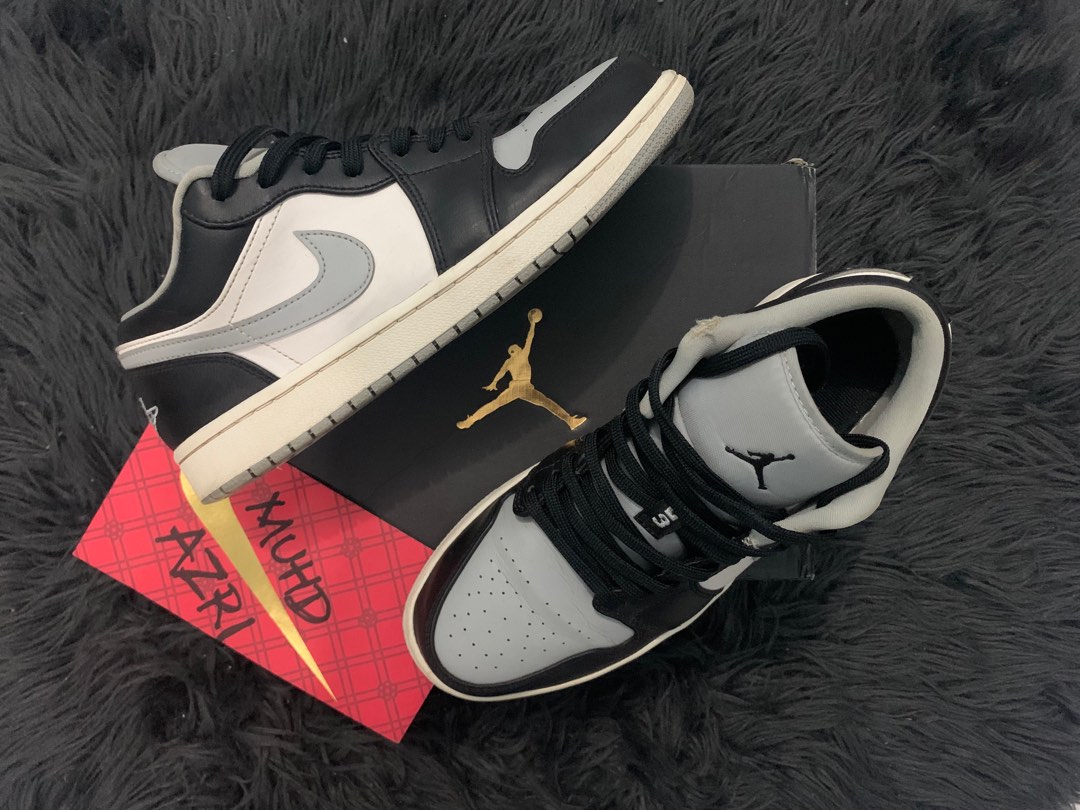 aj1 low black white grey