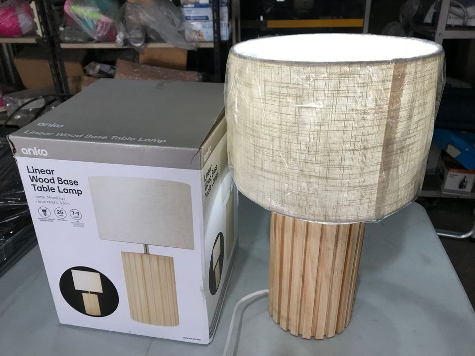 Anko Linear Wood Base Table Lamp on Carousell