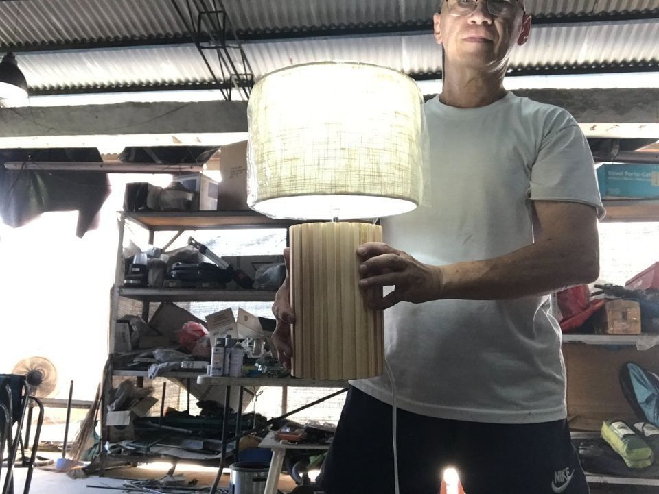 Anko Linear Wood Base Table Lamp on Carousell