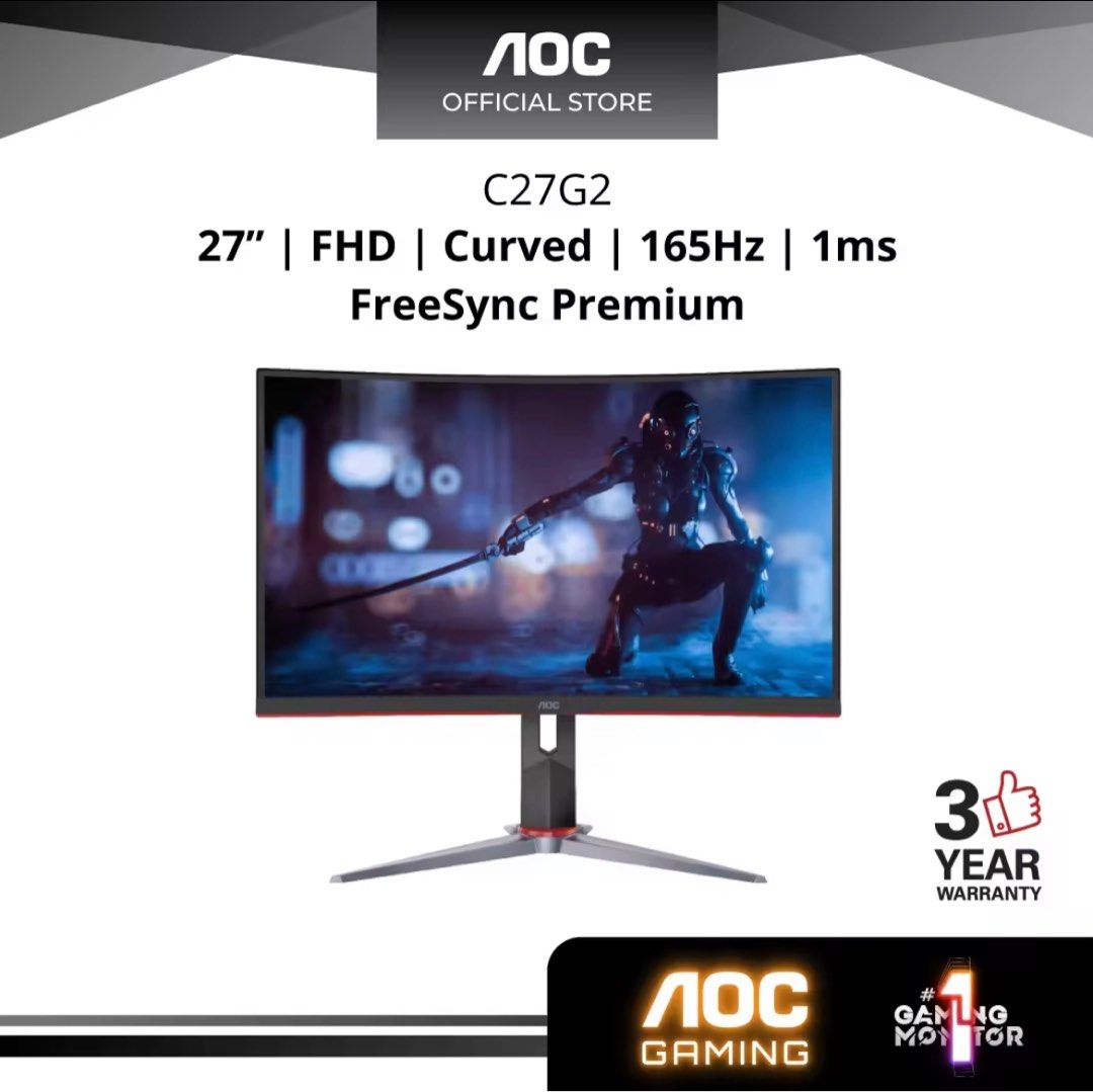 Monitor Gamer Curvo AOC C27G2 LED 27 / Full HD / FreeSync / 165Hz