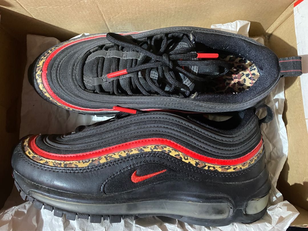Nike air max 97 best sale trainers black university red leopard