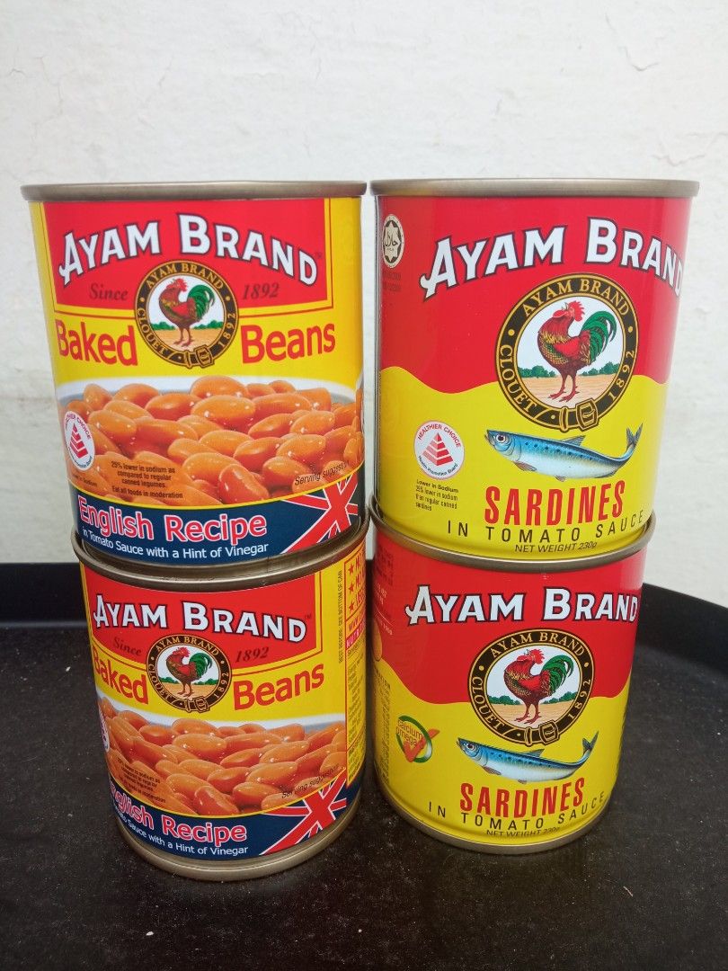 Ayam Brand Sardines in tomato sauce 230g & Baked Beans 230g, Food & Drinks, Packaged & Instant
