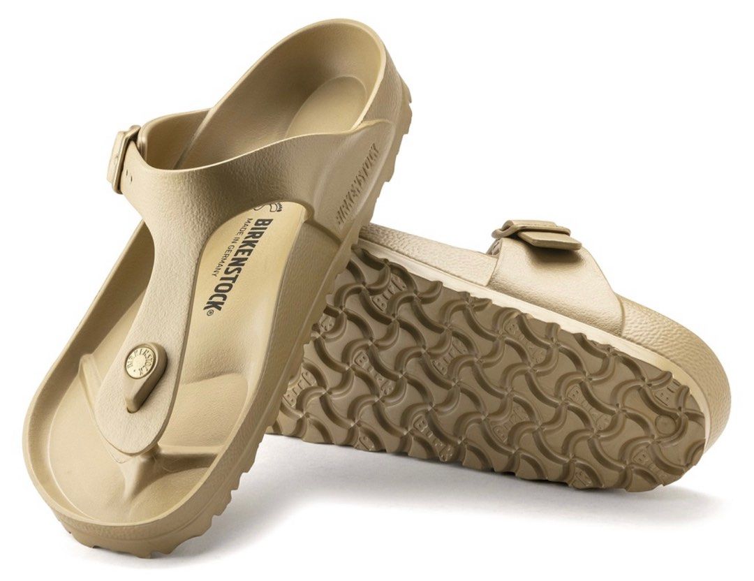 Gold rubber birkenstocks sale