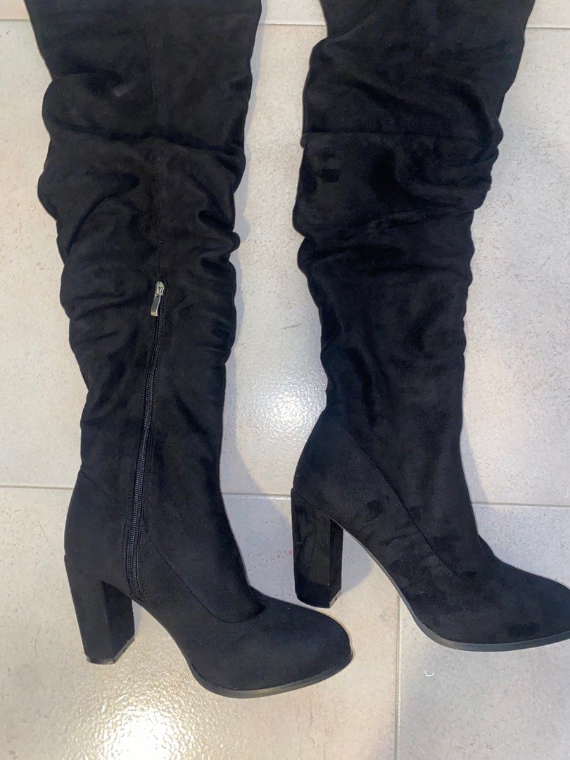Black Thigh High Boots, Women's Fashion, Footwear, Boots on Carousell