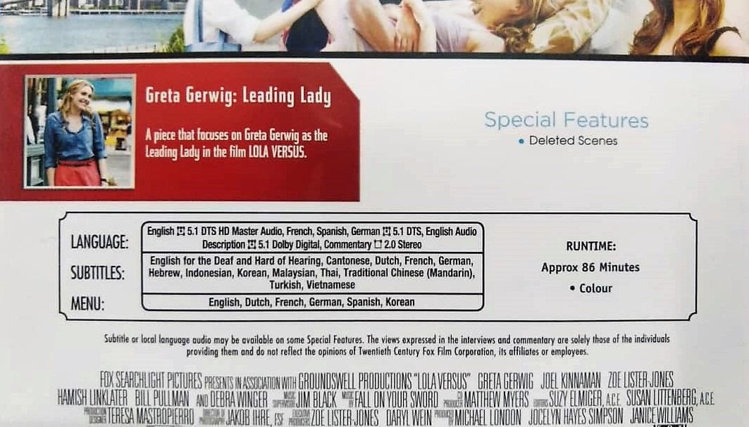 [Bluray Disc] Used Lola Versus / Original Malaysia Version, Hobbies