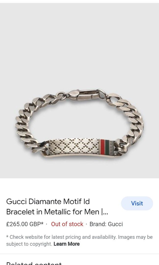 Gucci Diamante Motif Id Bracelet in Metallic for Men