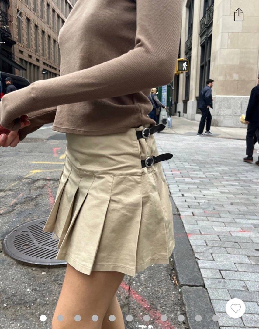 BNWT brandy melville kim cargo buckle skirt in light tan authentic instock