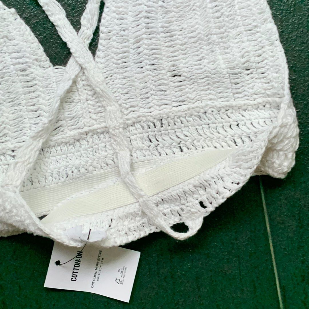 BNWT COTTON ON Sexy White Crochet Knit Crop Bralette Top for