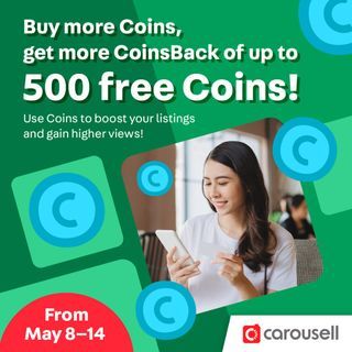 Buy more Coins, get more CoinsBack of up to 500 free coins!