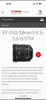 Canon Lens EF-S10-18mm f/4.5-5.6 IS STM