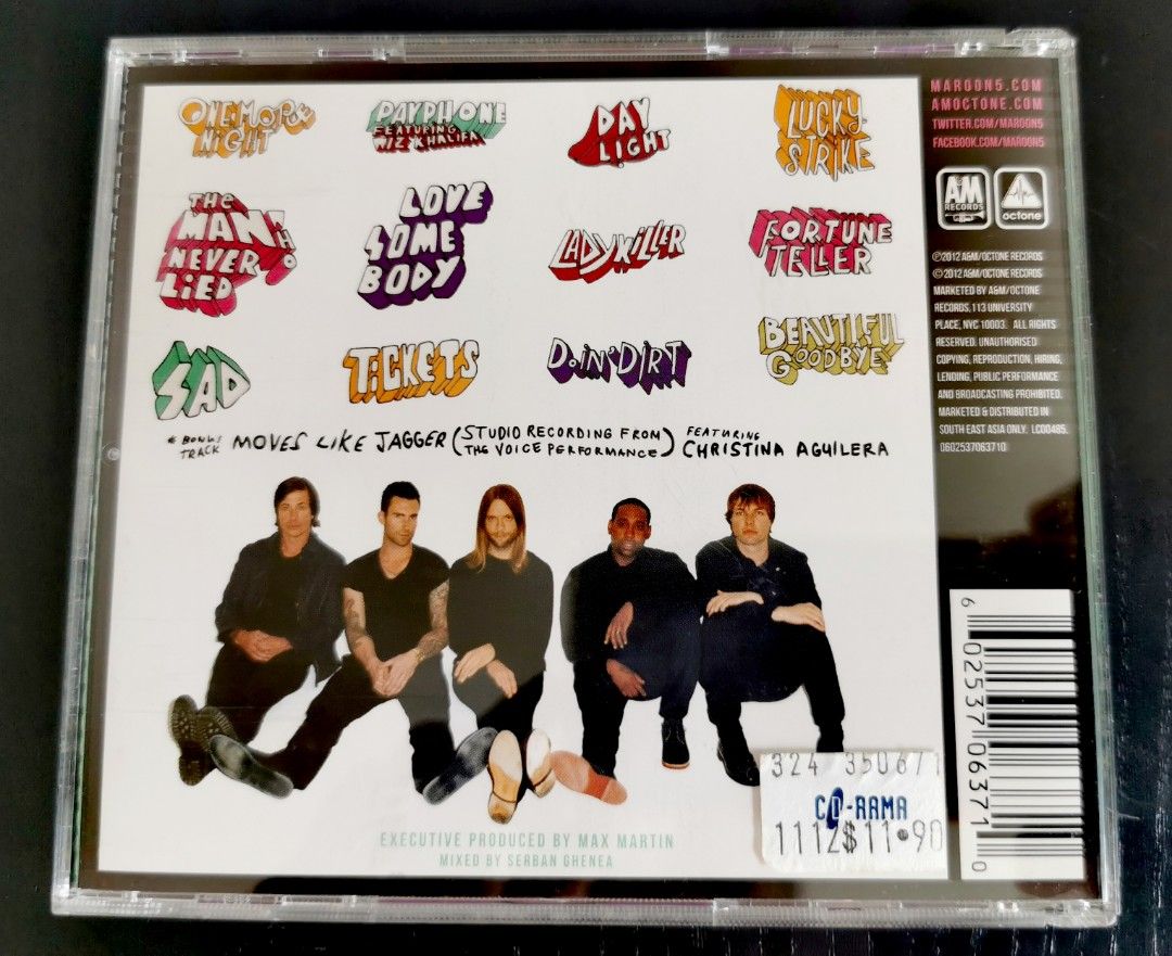 CD for sale ( 10.00 each) 1. MAROON 5(CD) 2.BOND(CD) 3.THE CRANBERRIES