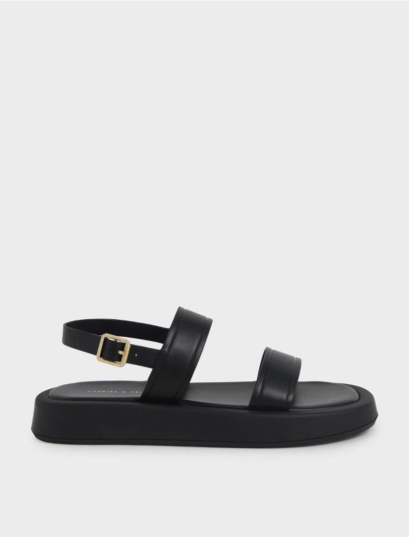 Charles Keith Open Toe Slingback Platform Sandals Black