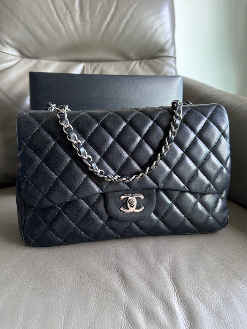Chanel Black Quilted Lambskin Large Chain Flap Bag, myGemma, SG