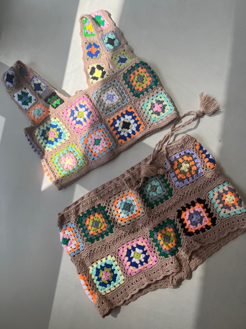Custom crochet granny squares knit coords on carousell