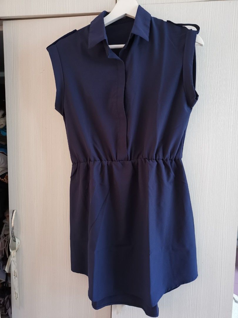 Dark blue collar dress, Women's Fashion, Dresses & Sets, Dresses on ...