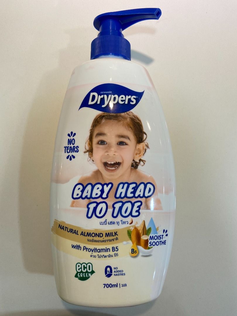 Drypers Baby Head to Toe 700ml Almond Milk, Babies & Kids, Bathing