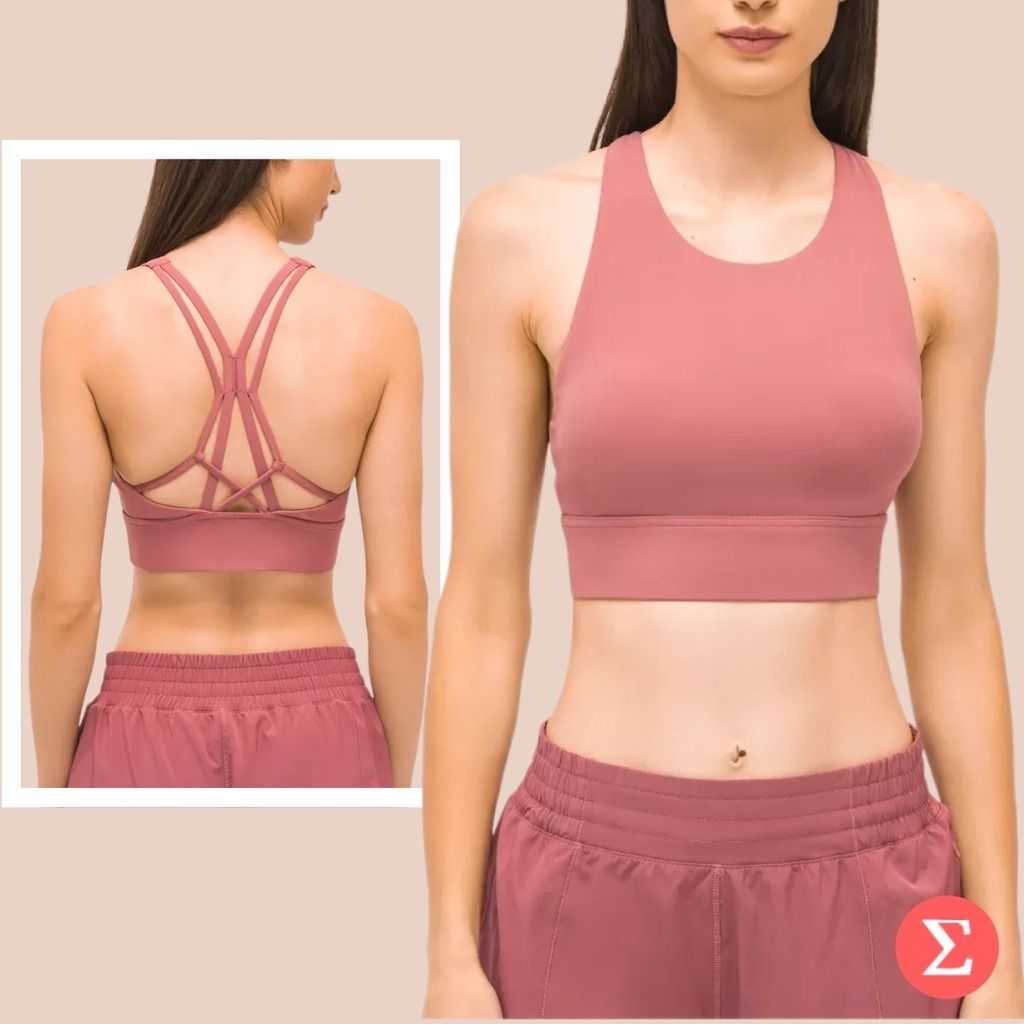 Lululemon Custard Pink Stringy Cross Back Sports Bra