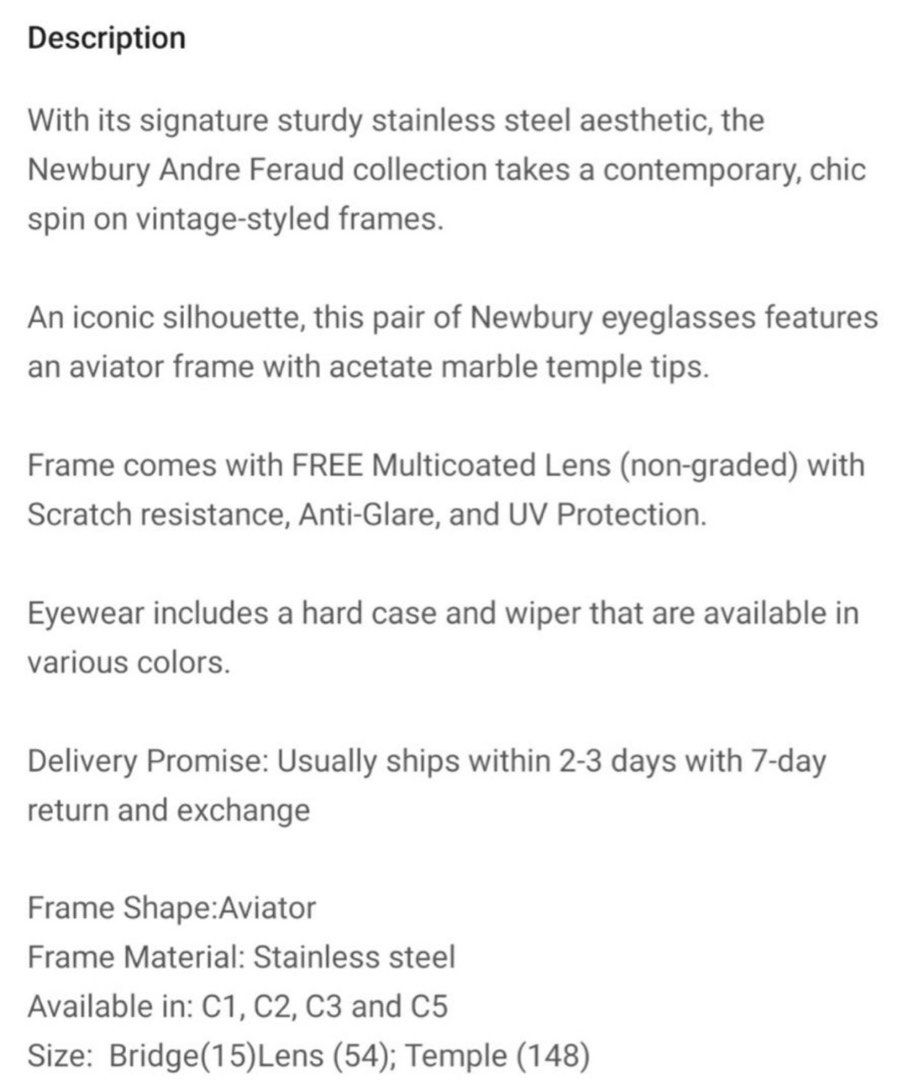 EO NEWBURY RADIATOR EYEGLASSES, Beauty & Personal Care, Vision Care on