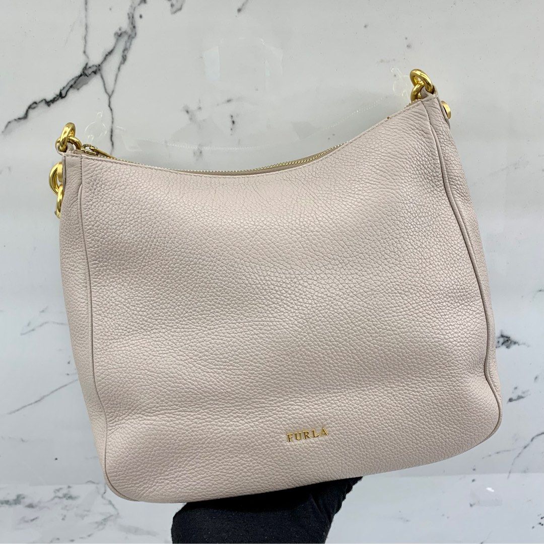 Furla beige discount leather bag
