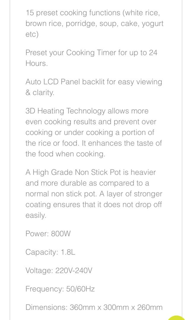 Grunn Digital Rice Cooker i50, Furniture & Home Living, Kitchenware