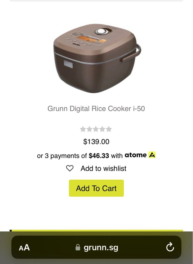 Grunn Digital Rice Cooker i50, Furniture & Home Living, Kitchenware