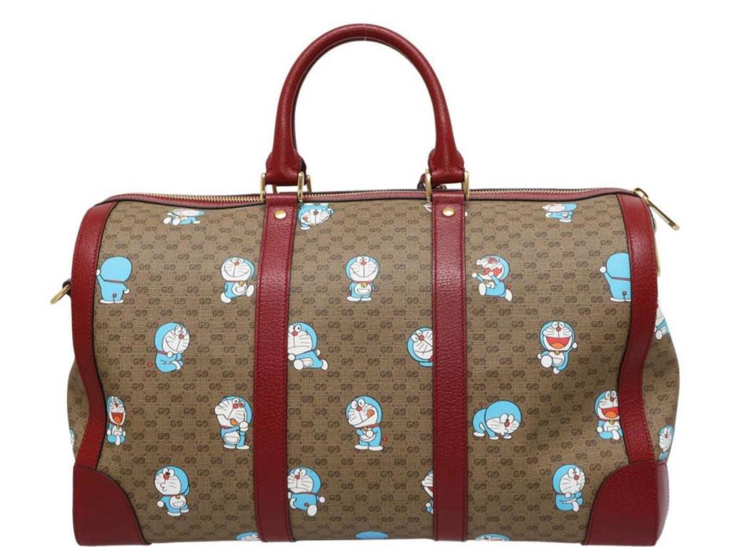 GUCCI MiniGG Supreme Doraemon Travel Bag Brown/Bordeaux, Women's