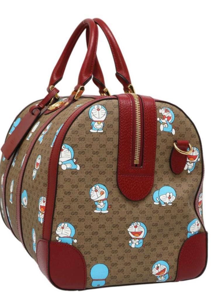 GUCCI MiniGG Supreme Doraemon Travel Bag Brown/Bordeaux, Women's