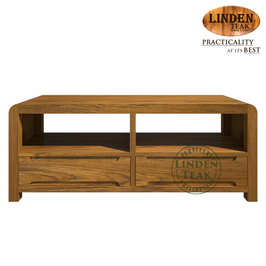 Handcrafted Solid Teak Wood Curved 2-Drawer Rack Furniture on Carousell