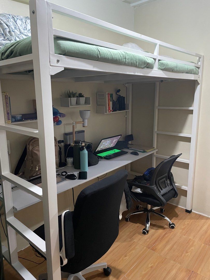 Heavy Duty Loft Bed with Table (SALE WITH FREEBIES) on Carousell