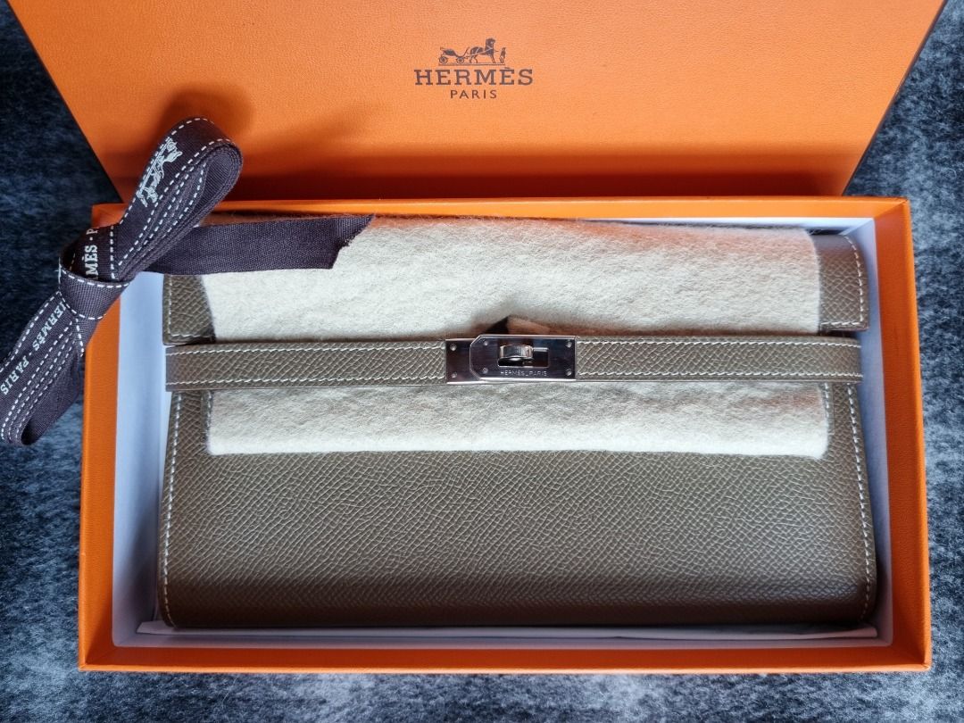 Hermes kelly top wallet etoupe