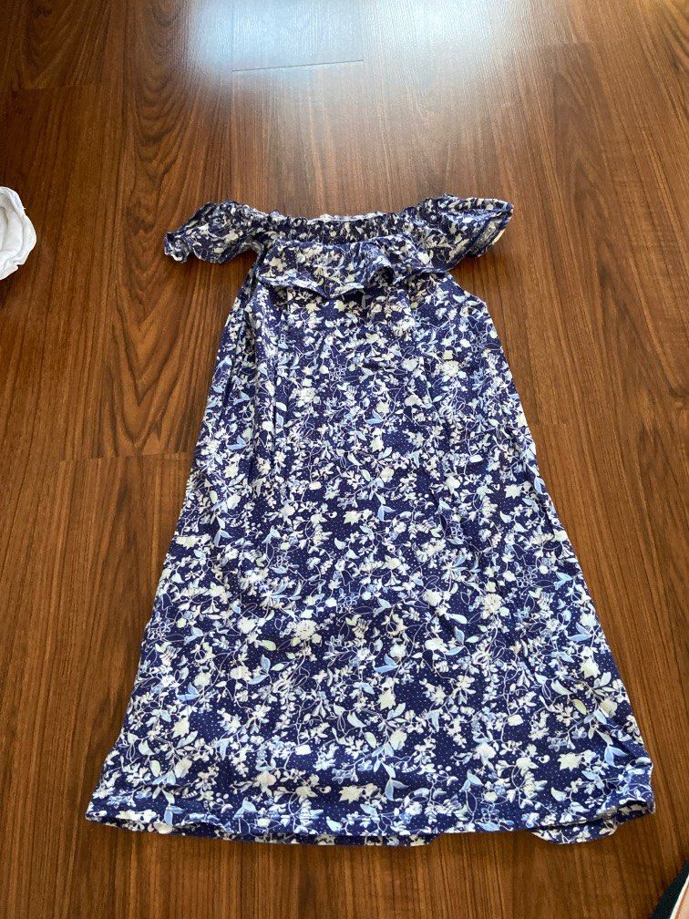 H and m blue floral dress top