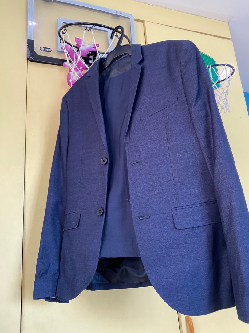 H&M Skinny Fit Navy Blue Suit Set on Carousell