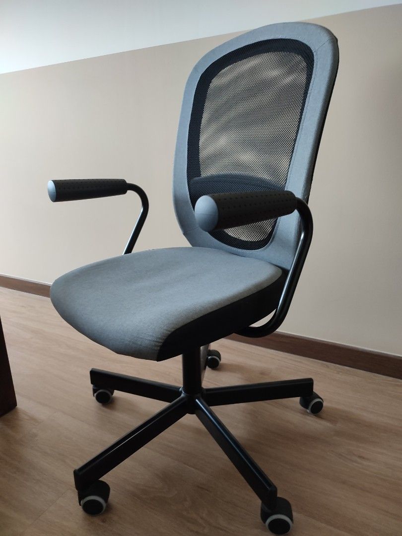 Ikea desk chair with removable arm rest, Furniture & Home Living