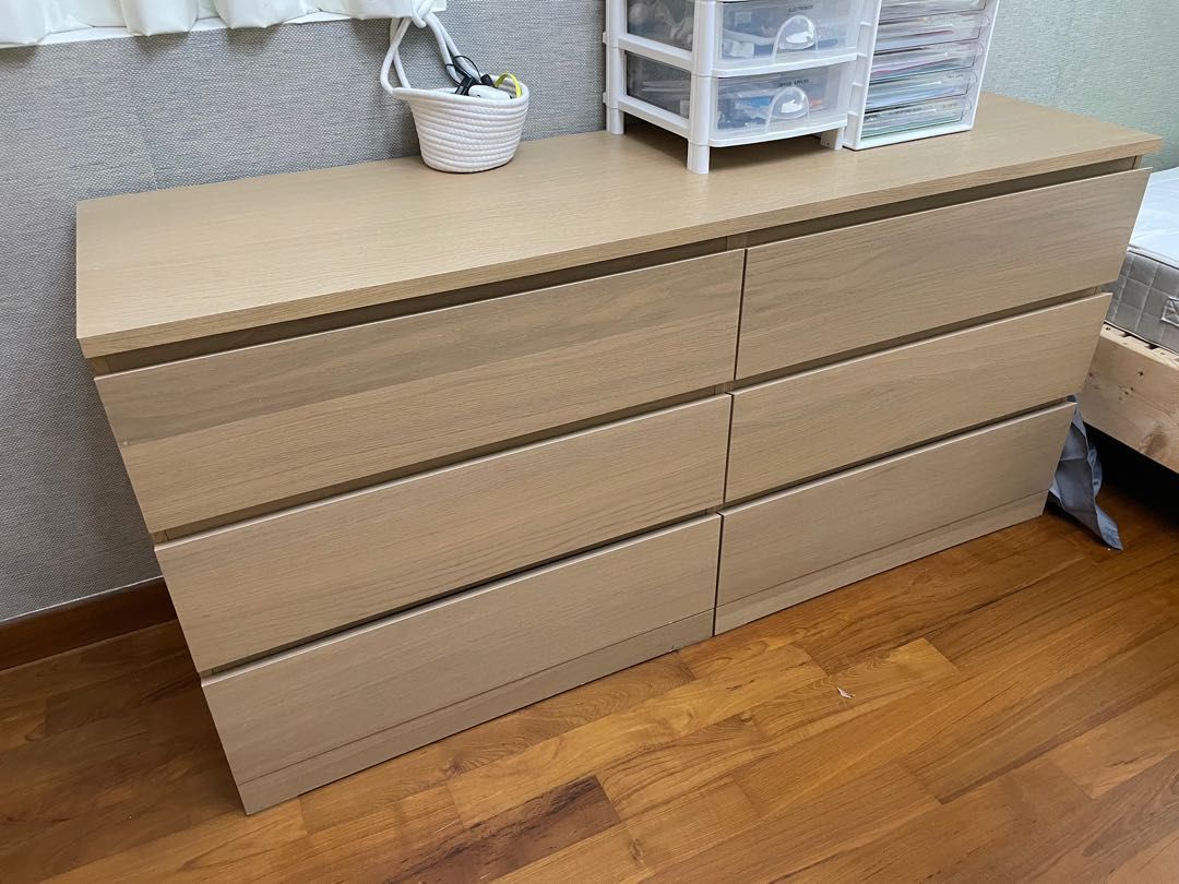 Ikea malm oak veneer store 6 drawers