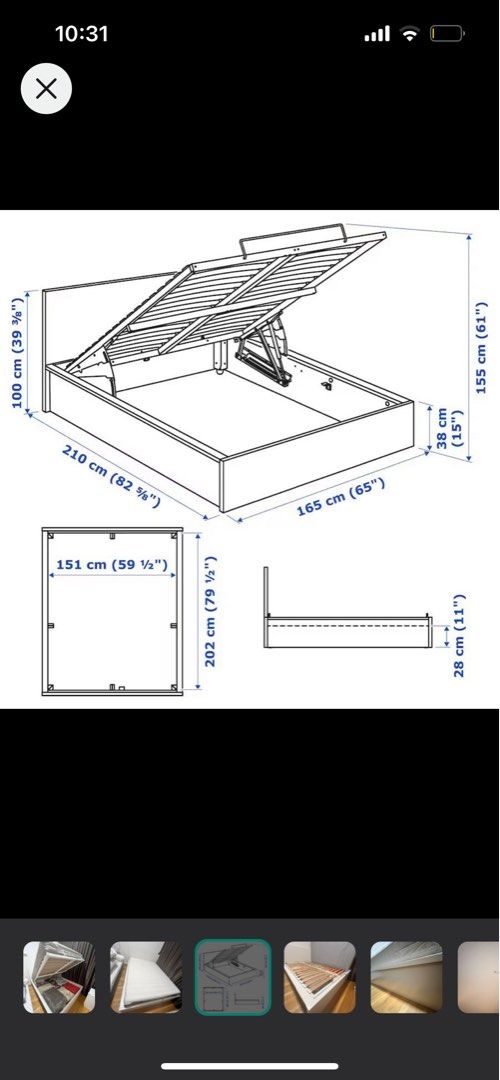 IKEA malm queen hydraulic bed with mattress, Furniture & Home Living