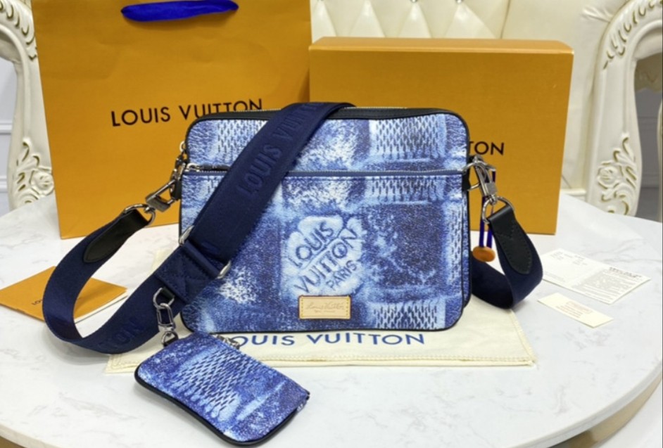 L V Trio Messenger Bag In Blue Damier Salt Blue Canvas –, Luxury, Bags &  Wallets on Carousell