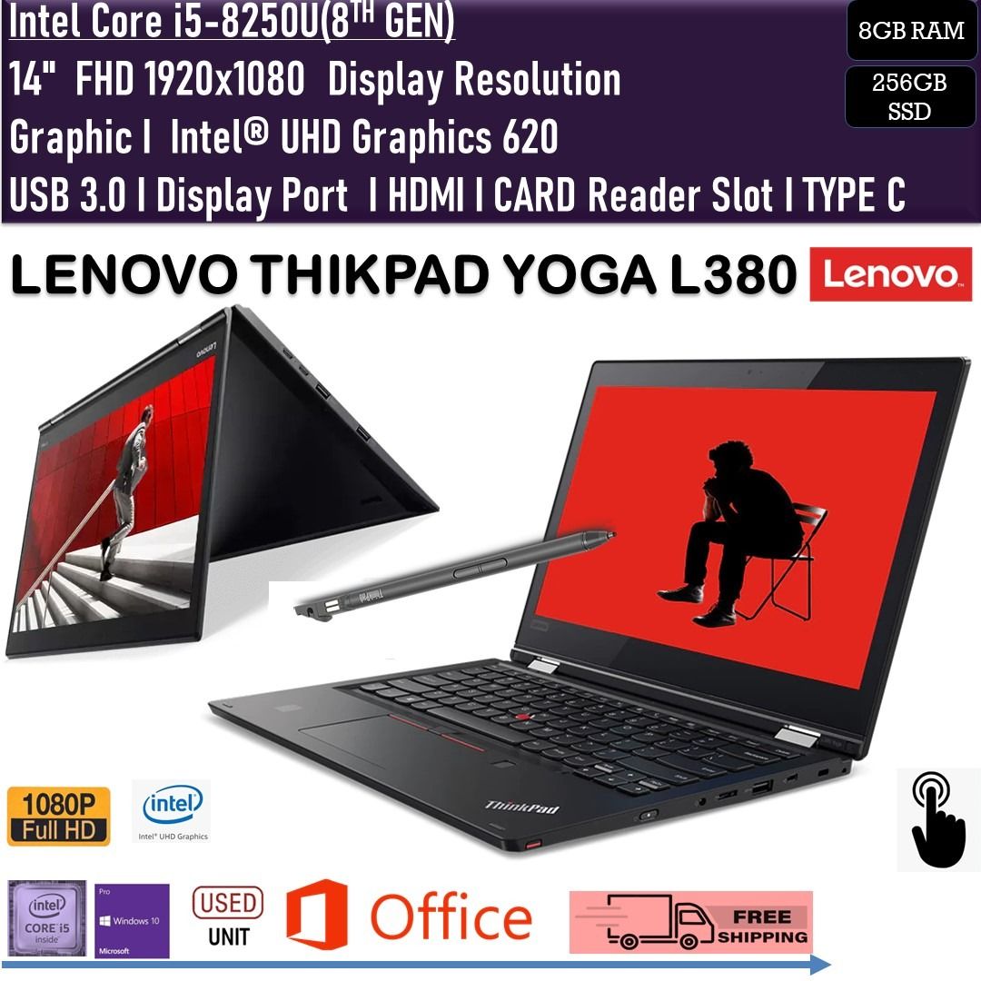 Écran Tactile LCD Pour Lenovo ThinkPad L380 Yoga - 13,3" Full HD 1920x1080 - Compatible 20M7...