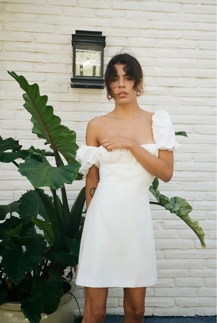 Linen Blend Dress White Women s Fashion Dresses Sets