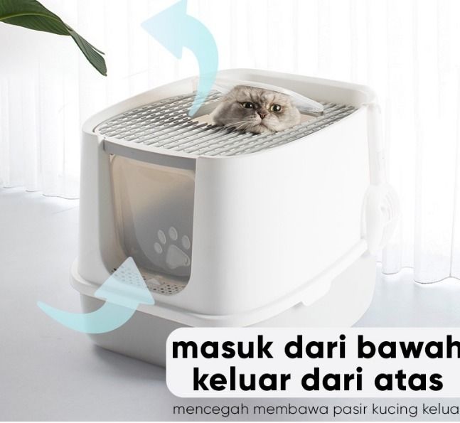 Litter Box Kucing Tempat Pup/Tempat Bak Pasir Kucing Cat Toilet Full
