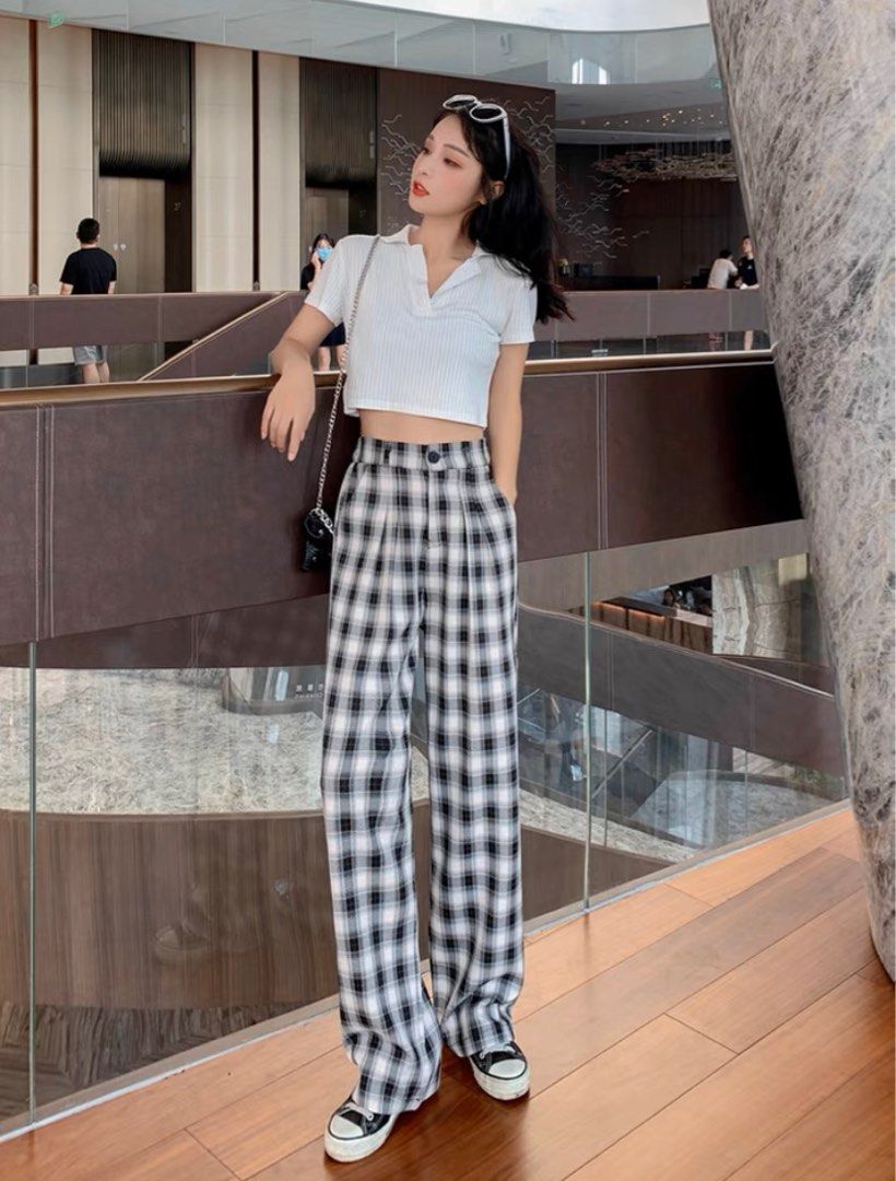 Loose Fitting Checkered Pants Women s Fashion Bottoms Other Bottoms on Carousell