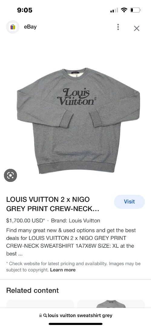 Louis Vuitton x Nigo Squared Grey Crewneck Sweatshirt