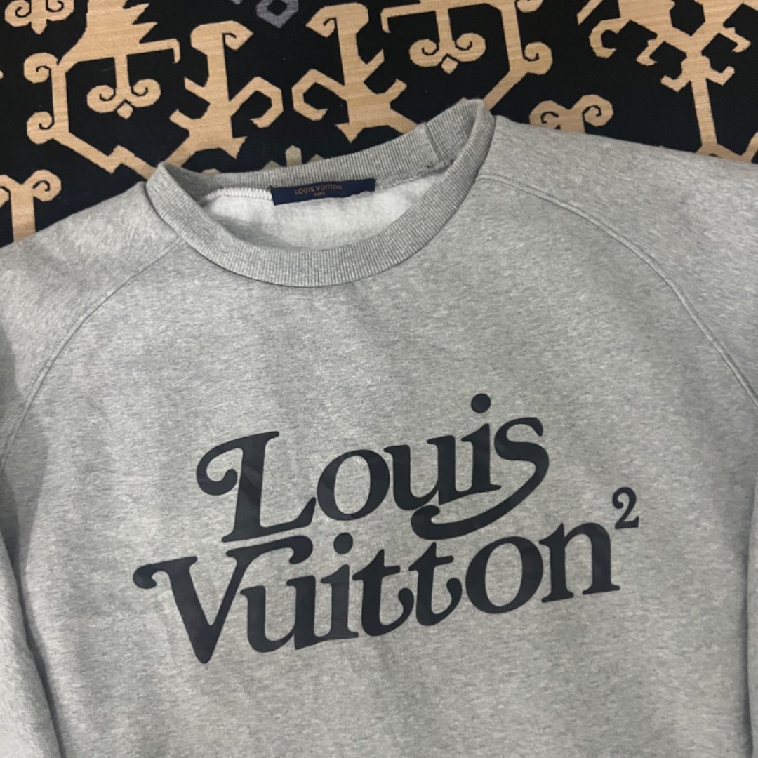LV x Nigo Printed Heart Sweatshirt in Grey, Luxury, Apparel on Carousell