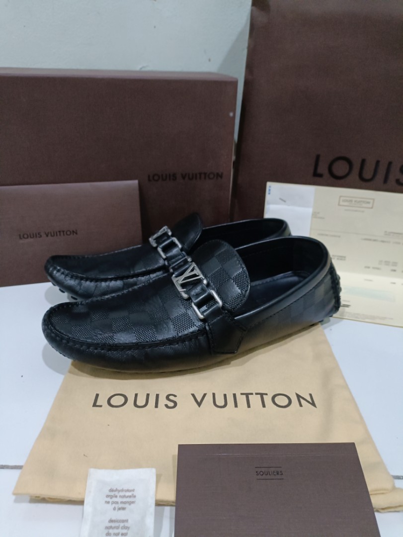 Louis Vuitton Black Damier Infini Leather Hockenheim Slip On Loafers Size  44 Louis Vuitton